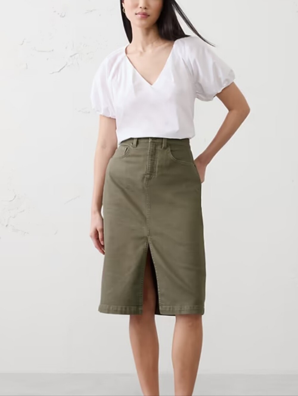 Banana Republic Denim Olive Green Skirt  Size 10T